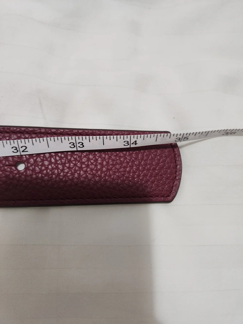 Tory Burch Pebbled Leather Belt in Burgundy with Gold Logo Buckle
